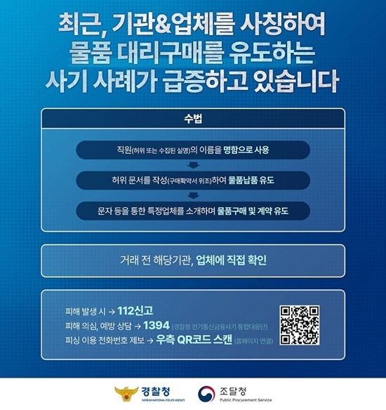 수요기관 임직원 사칭 허위구매 사기피해 예방 안내